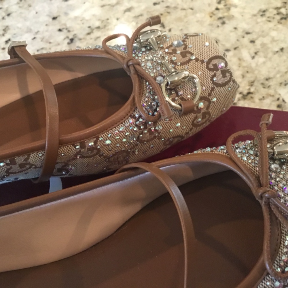 Authentic Gucci GG Horsebit Crystal Ballet flats - Picture 4 of 9